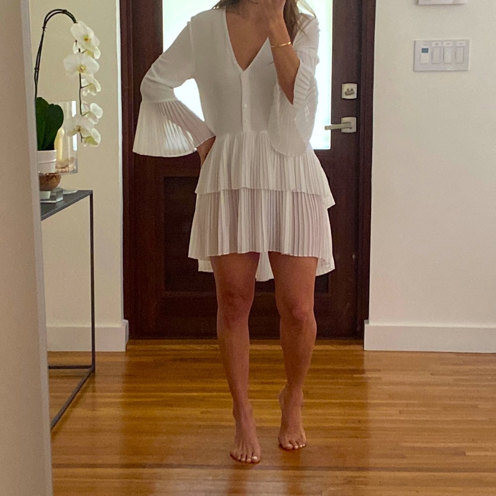 White Zara Pleated Dress